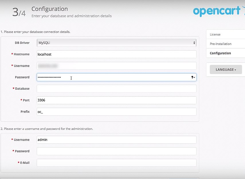 opencart configuration