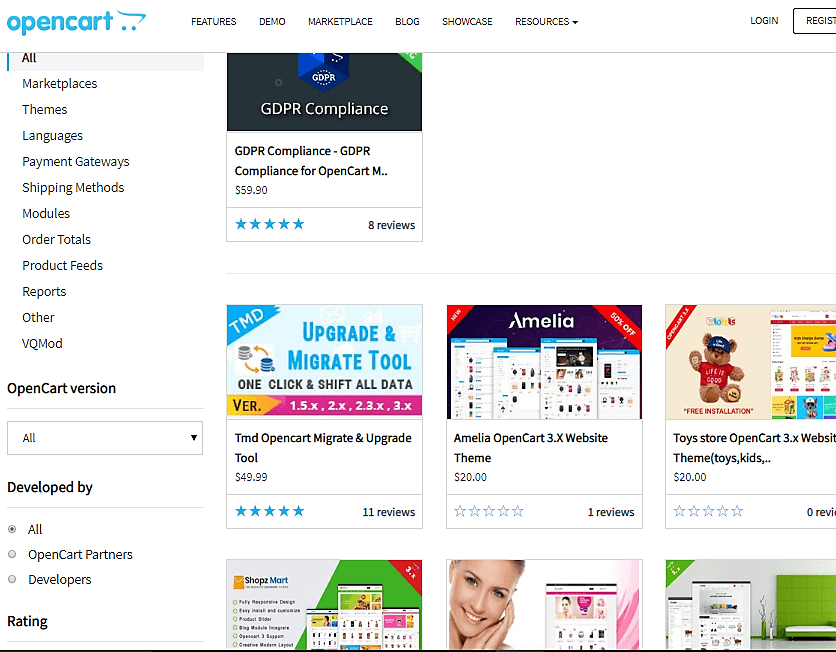 extensions opencart