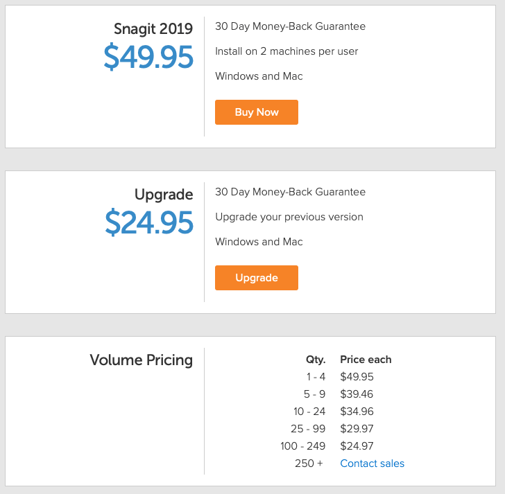 snagit pricing