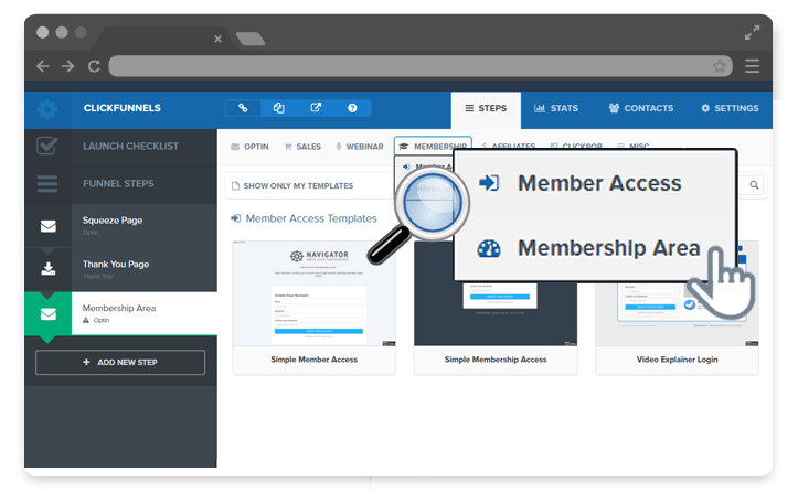 click funnels membership area