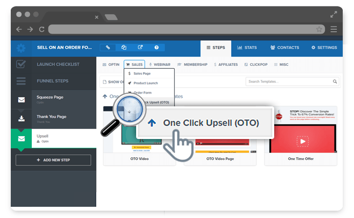 clickfunnels un click upsell