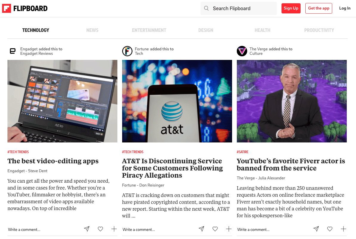 content curation website flipboard