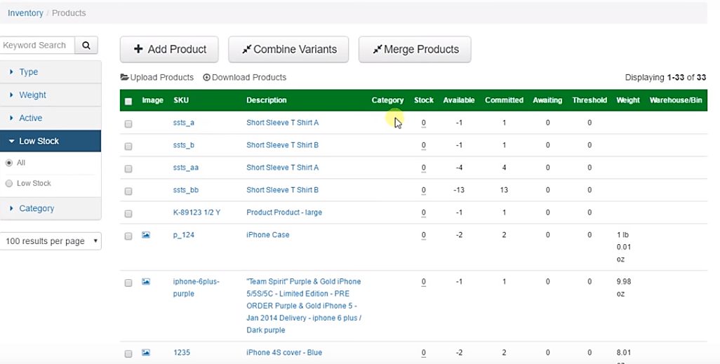 ShippingEasy Inventory dashboard