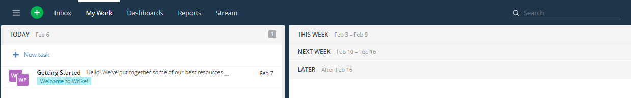 Wrike work section