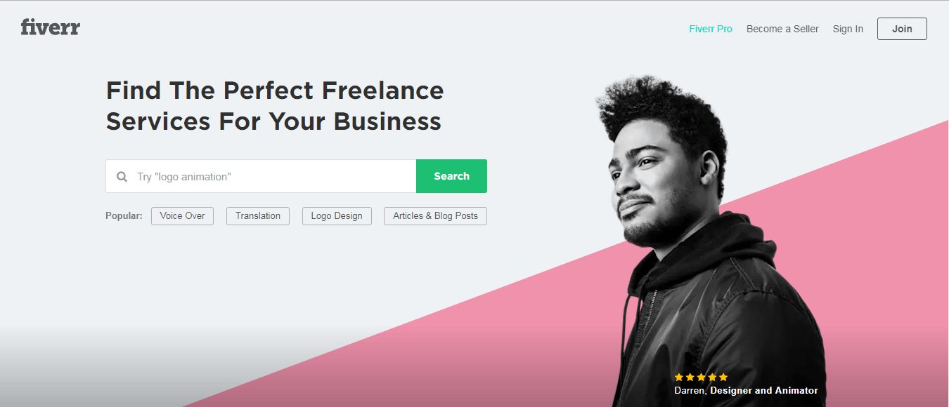 Fiverr home page