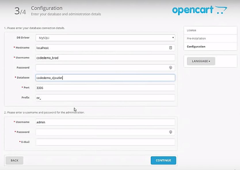 opencart configuratie