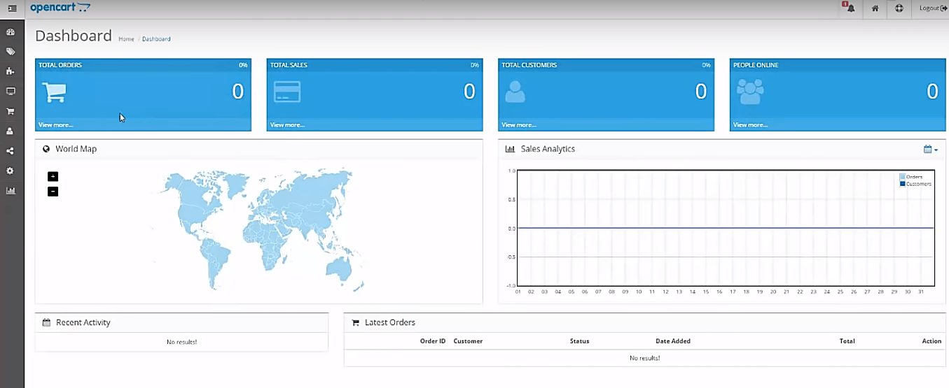 tableau de bord opencart