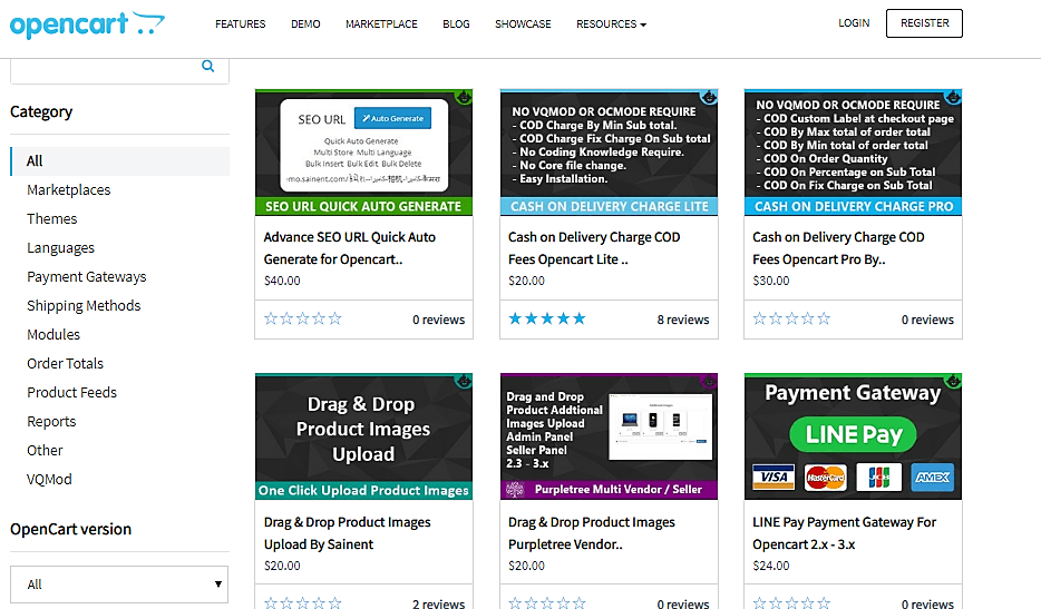 opencart categories