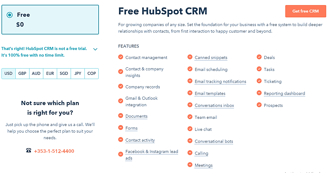 kostenloser hubspot crm