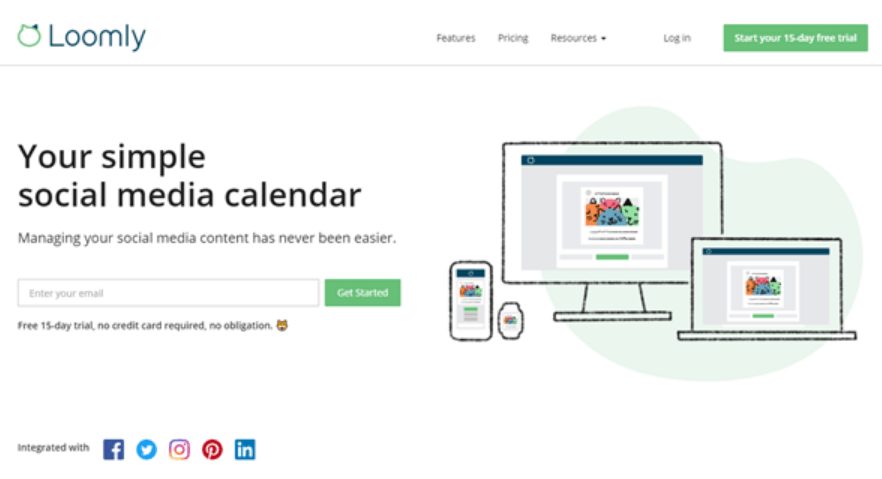 Calendario de redes sociales de Loomly