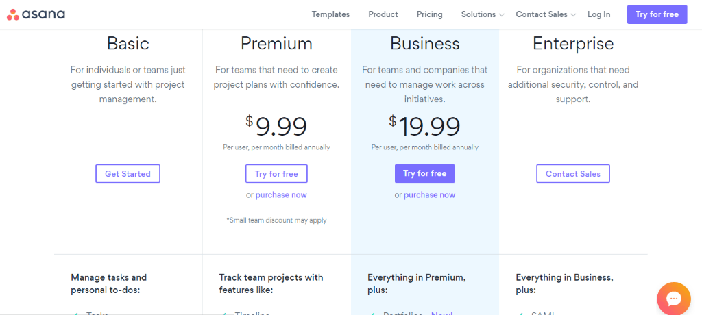 precios de asana