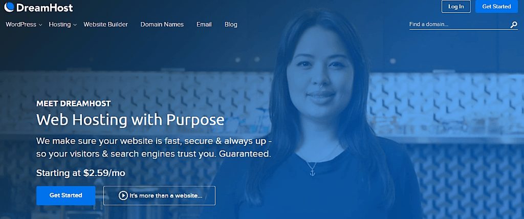 dreamhost home page