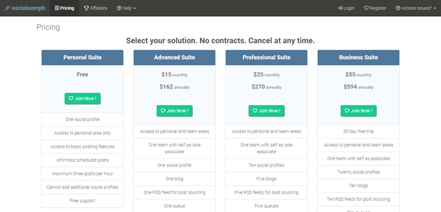 SocialOomph pricing