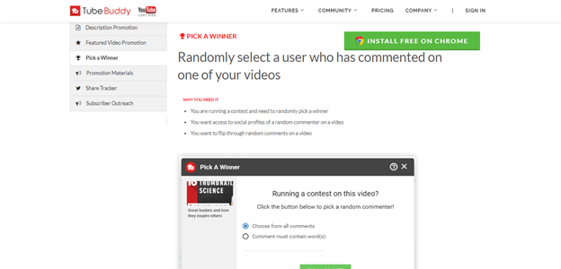 tubebuddy winner selection
