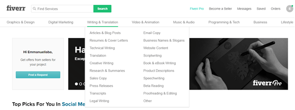 subcategorie fiverr