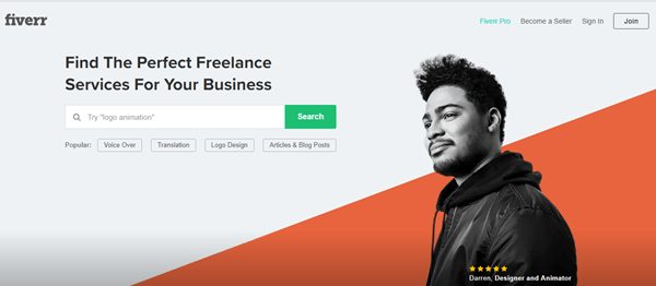 fiverr home page