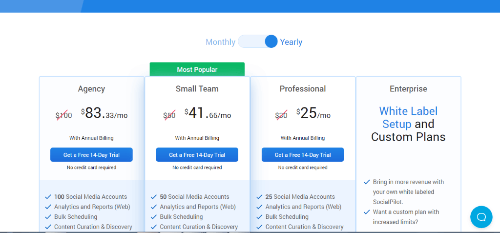 estructura de precios de socialpilot