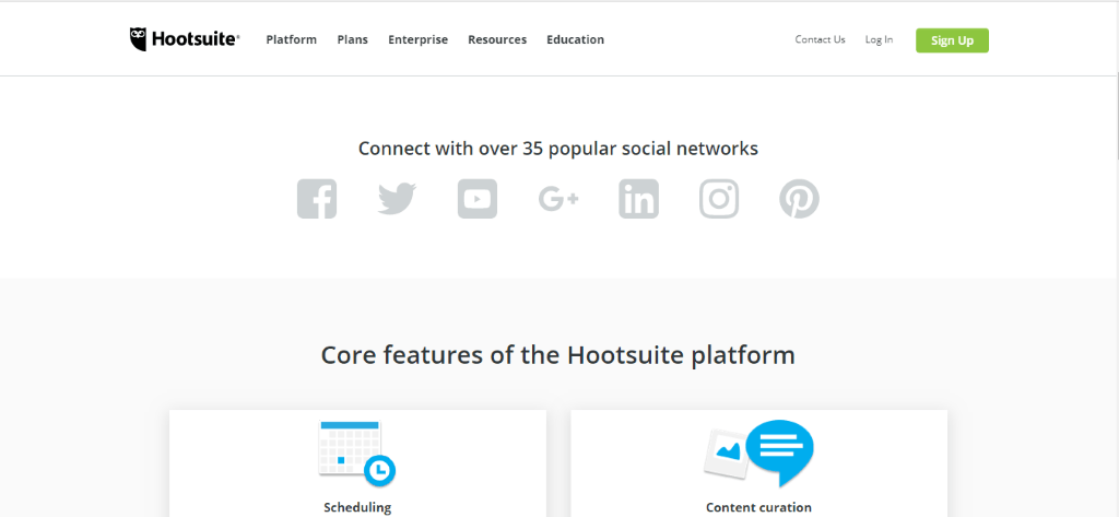 Hootsuite core features scheduling and content creation