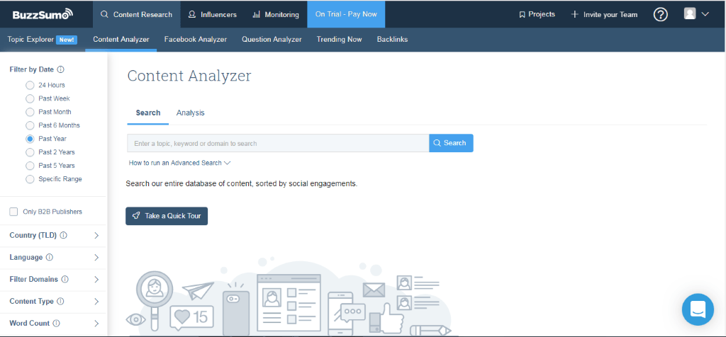  Página de inicio de BuzzSumo