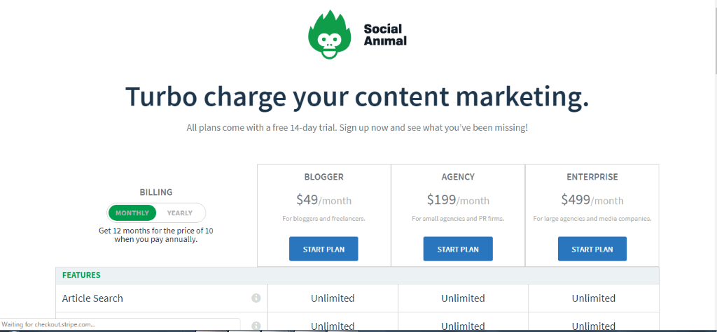 Social Animal Pricing Plans