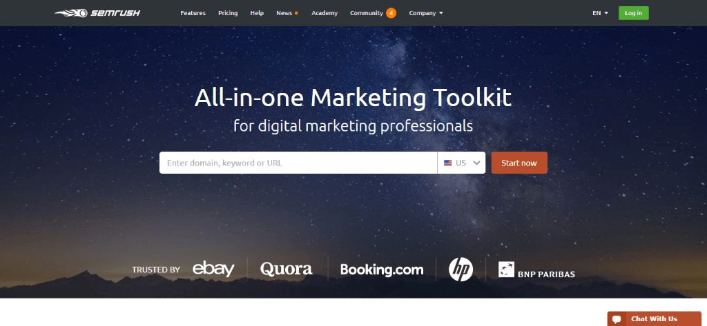 SEMrush homepage