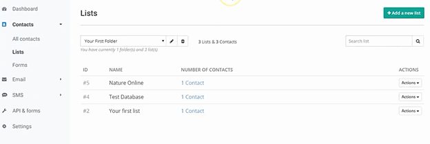 SendinBlue Contact Management 