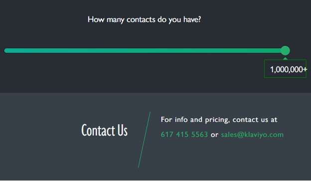 Klaviyo Pricing for 1,000,000 plus contacts