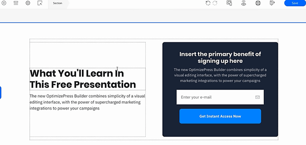 OptimizePress Templates visual editing interface
