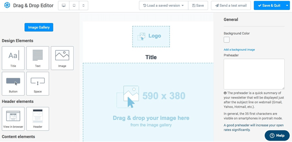 sendinblue drag and drop editor