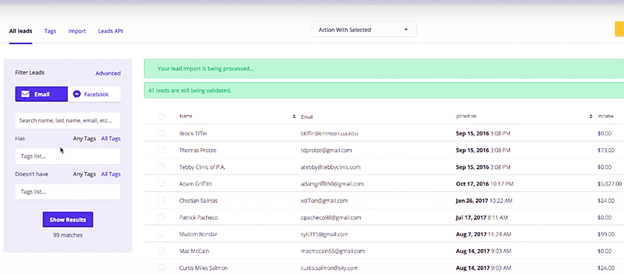 Market Hero alle leads dashboard