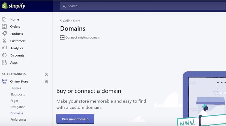 shopify domains for online store