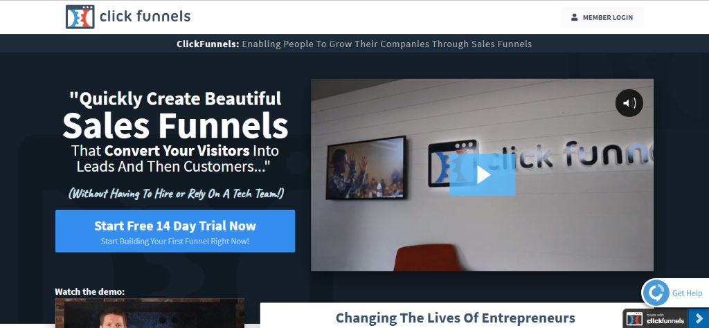 clickfunnels home page