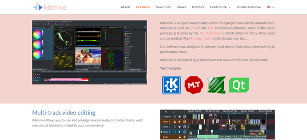 Kdenlive home page