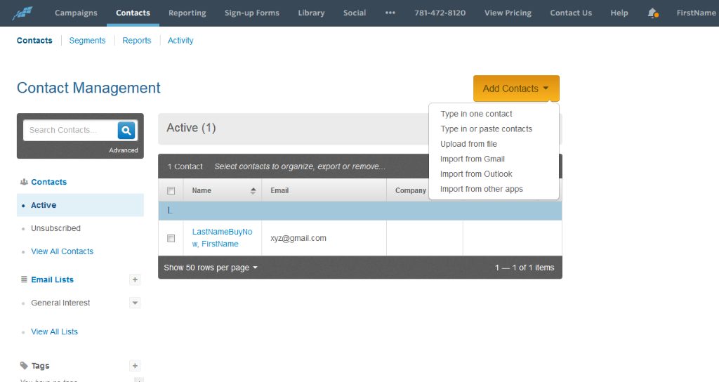 Contact Management in Constant Contact