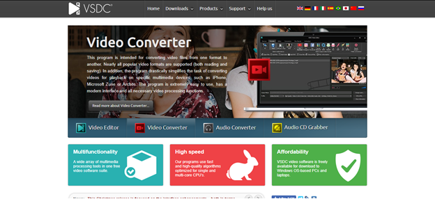 VSDC Free Video Editor home page