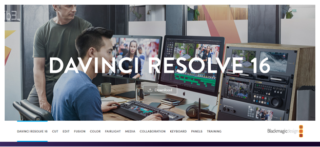 Homepage DaVinci Resolve