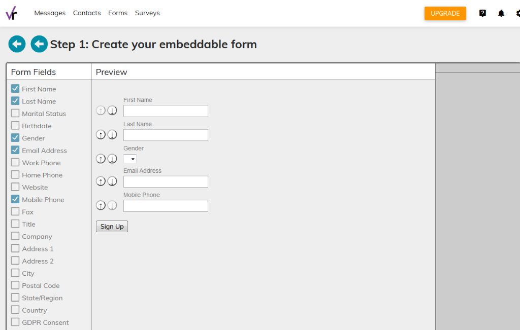 Create your embeddable form 