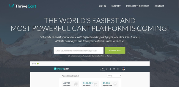 thrivecart home page