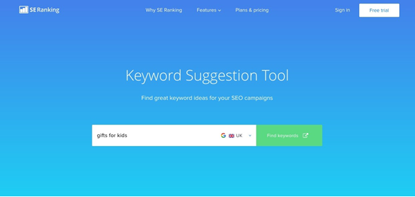 SE Ranking Herramienta de sugerencia de palabras clave 