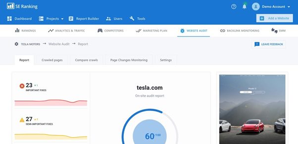 SE Ranking Auditoría de sitios web