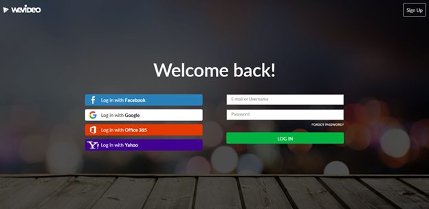 wevideo welcome back screen