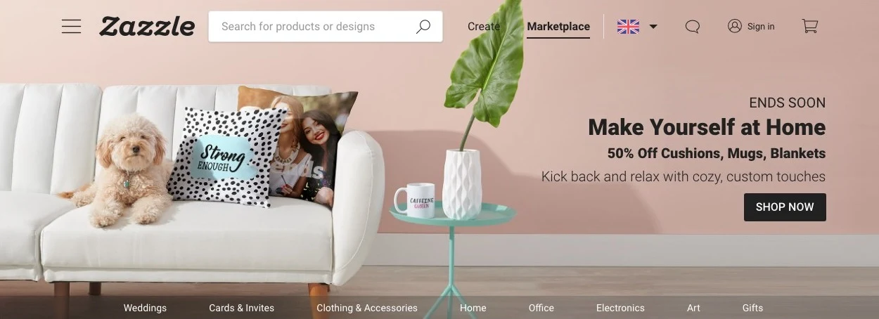 print on demand websites zazzle