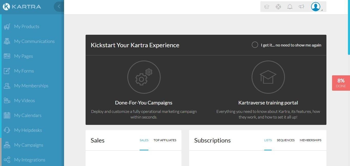 kartra dashboard