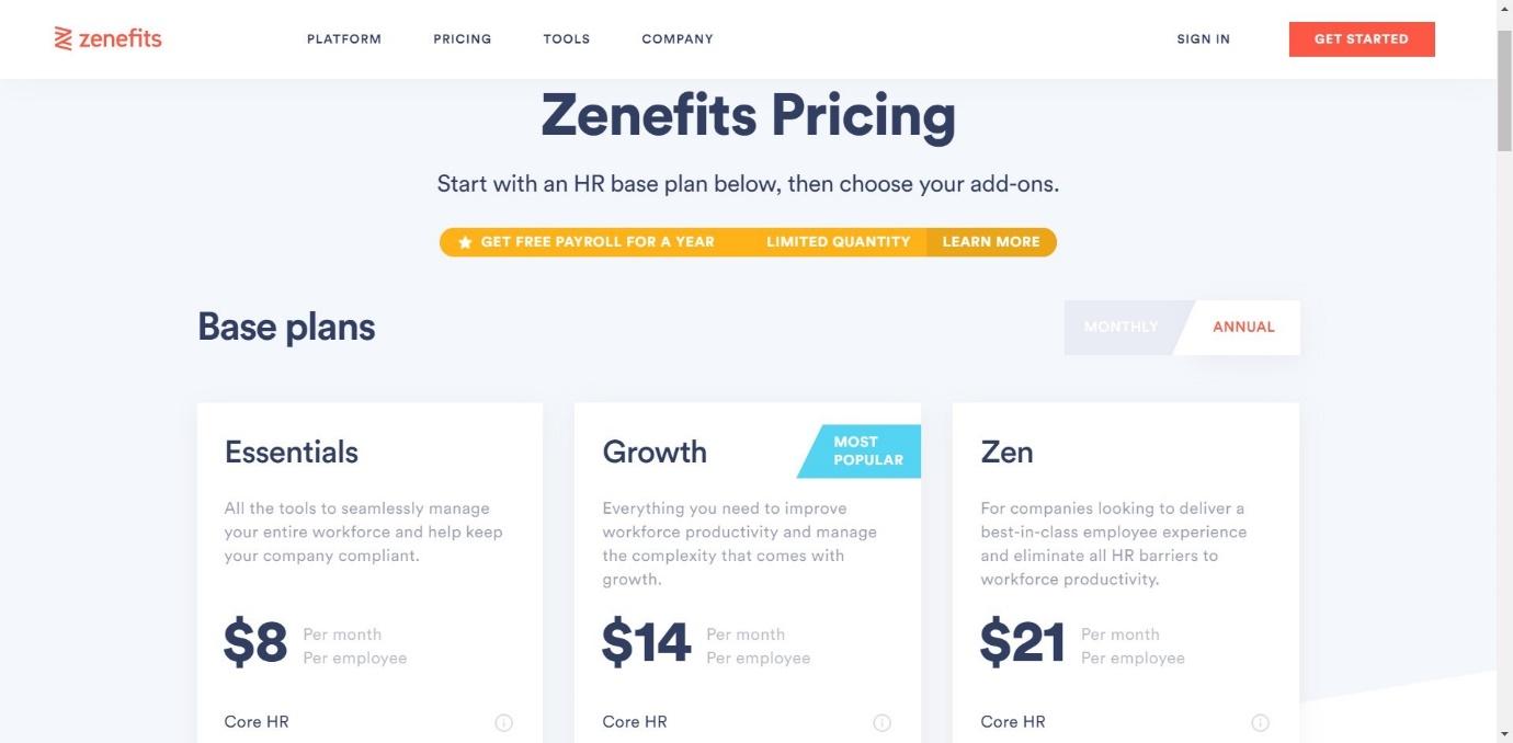 zenefits pricing