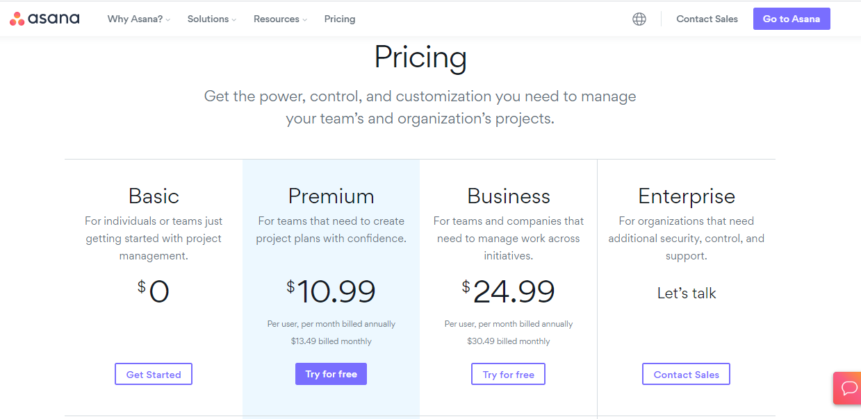 asana pricing denova