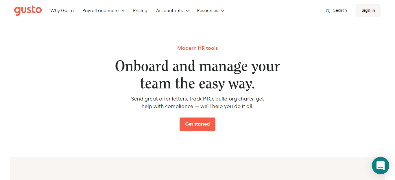 Team and Onboarding gusto