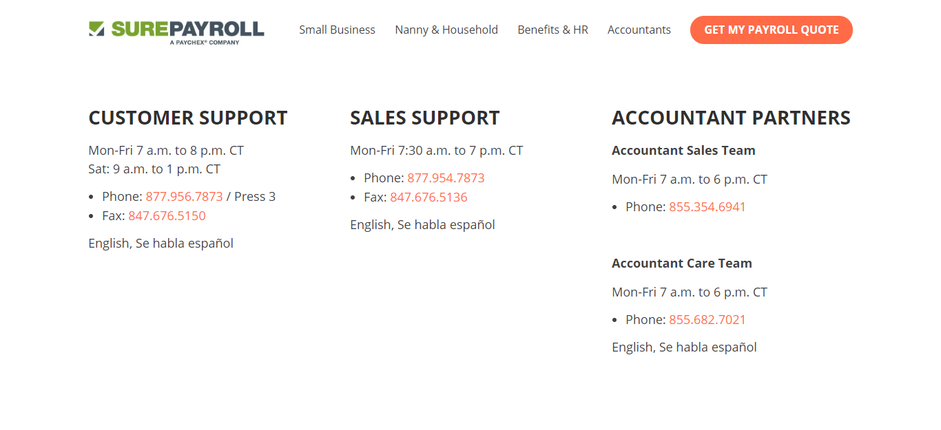 SurePayroll support