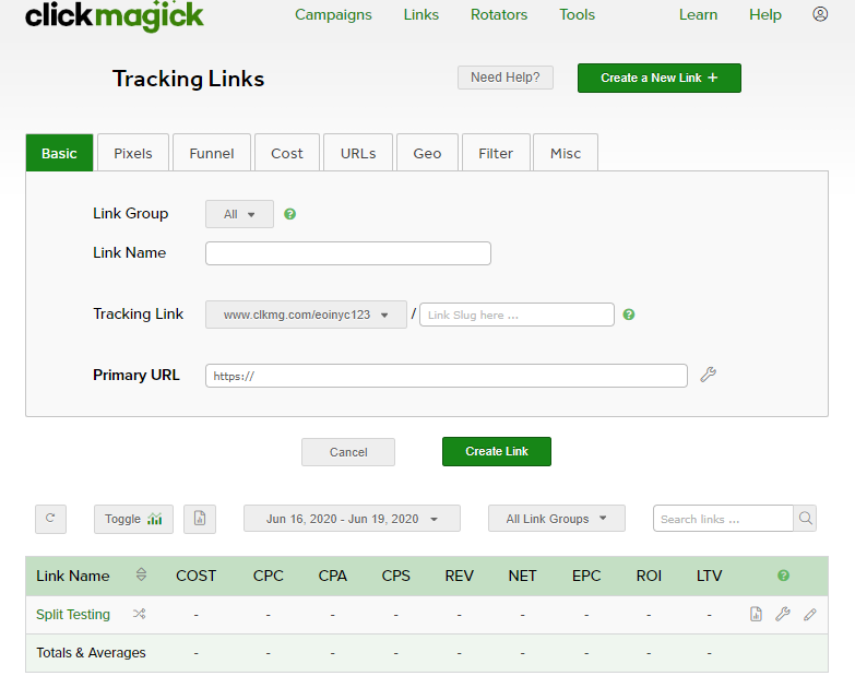 Enlaces de seguimiento de ClickMagick Review