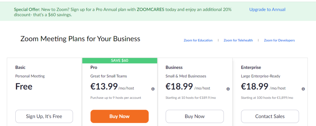 Zoom Pricing Plans 