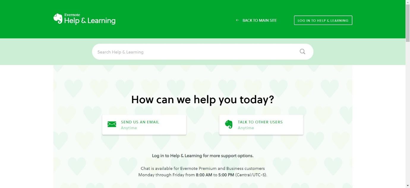 chat with evernote support